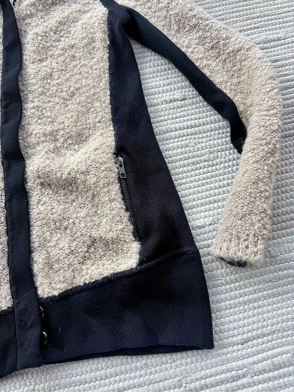 Anthropologie Sparrow Bouclé Wool Mohair Colorblock Sweater Jacket XS - Picture 8 of 12